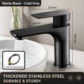 Bathroom Sink Faucet Stainless Steel Hot Cold Mixer Tap Single Handle Matte Black Silver Basin Tap