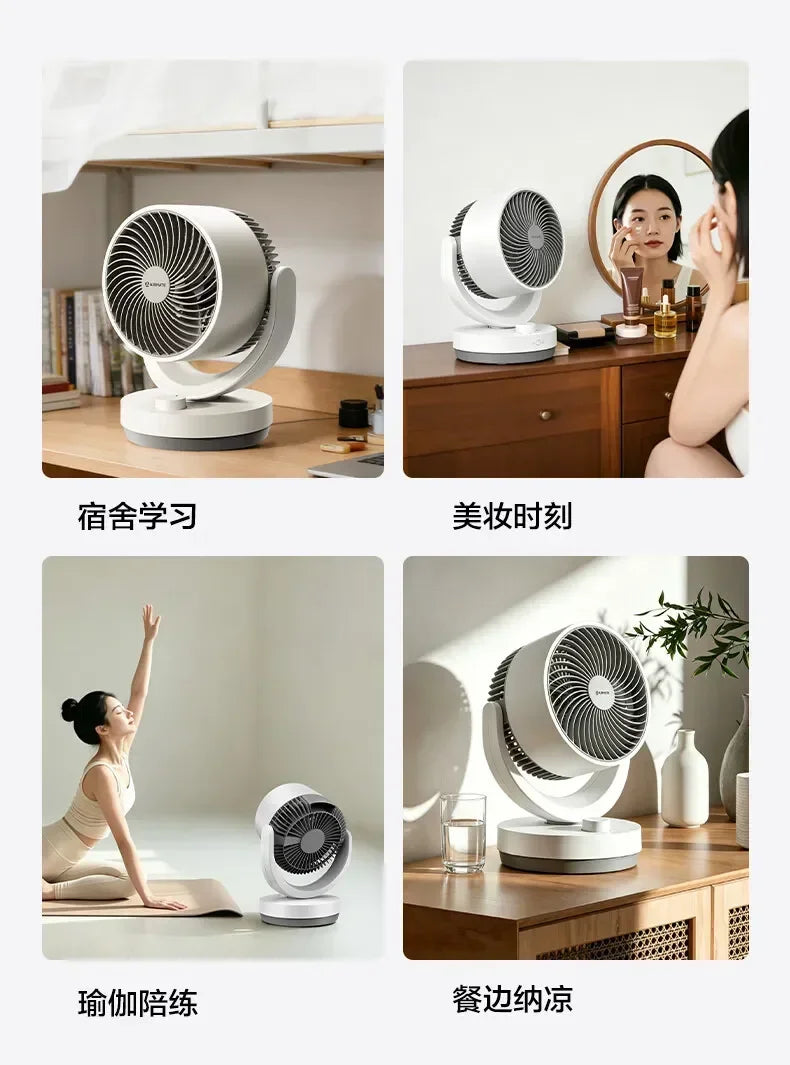 Small Air Circulator Fan, Oscillating Desk Floor Fan with Strong Wind, Low Noise for Bedroom Dorm, Energy-Saving Durable Durable