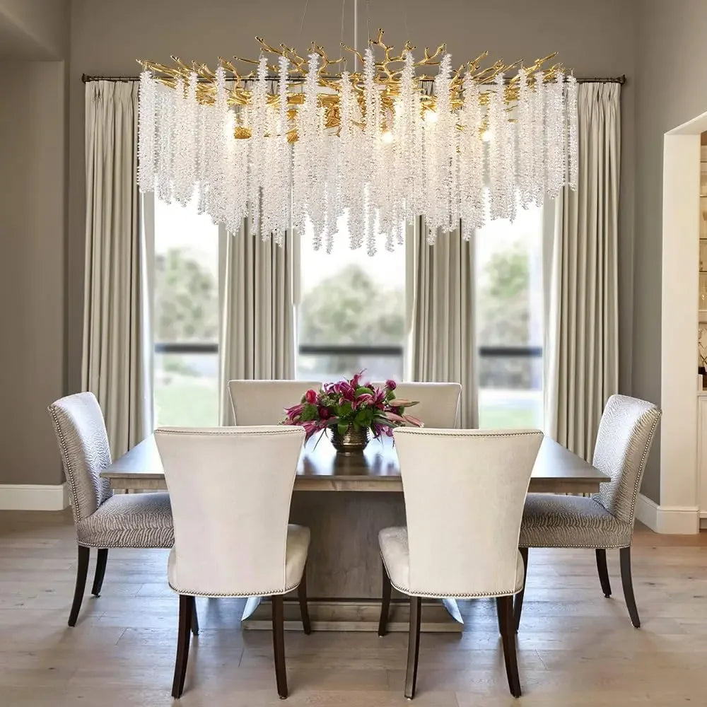 Modern light luxury living room crystal chandelier dining room bedroom French crystal lamp artistic decoration branch lamp