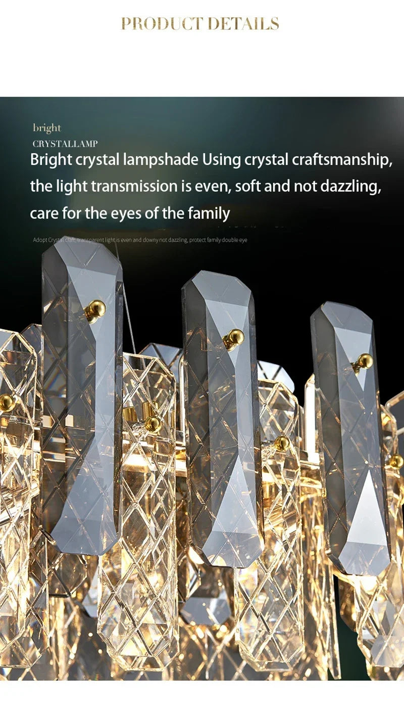 Postmodern Light Luxury LED Crystal Chandelier Atmosphere Dining Room High-end Home Bedroom Kitchen Living Room Pendant Lights