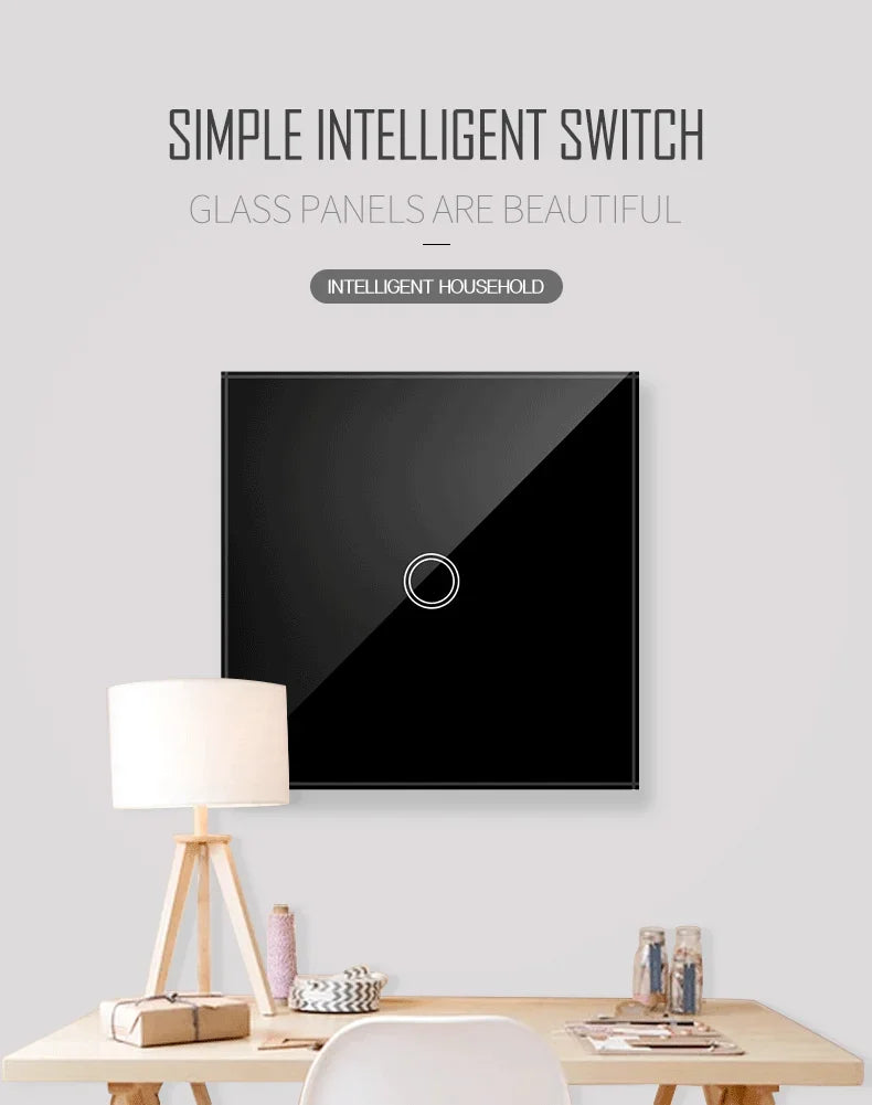 Backlight Panel Touch Switch AC100-240V Led Tempered Crystal Glass Wall Light Sensory Switches 1/2/3 Gang Interruttore