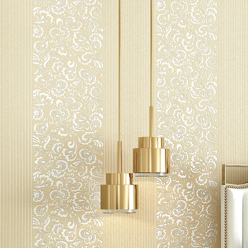 9.5M Modern Simple Wallpaper Bedroom 3D Living Room White Vertical Stripe Non Woven Wall Cloth European TV Background Wall Paper