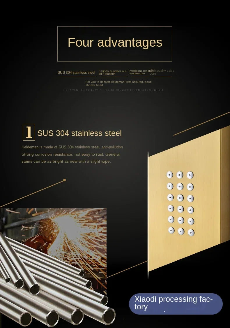Stainless steel intelligent constant temperature wall-mounted integrated shower screen Shower temperature display shower set sho