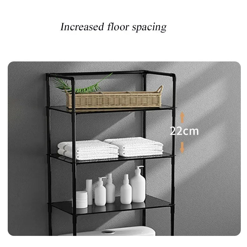 Over The Toilet Storage Rack Multilayer Floor-mounted Bathroom Shelf Large Capacity Toilet Storage Cabinet Space Saver Organizer