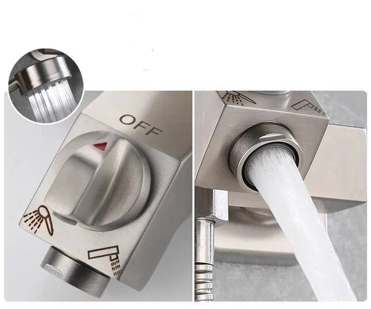Bathroom Shower Faucet  Wall Mounted 304 SUS Shower Faucet Set Brushed Finished Styel New