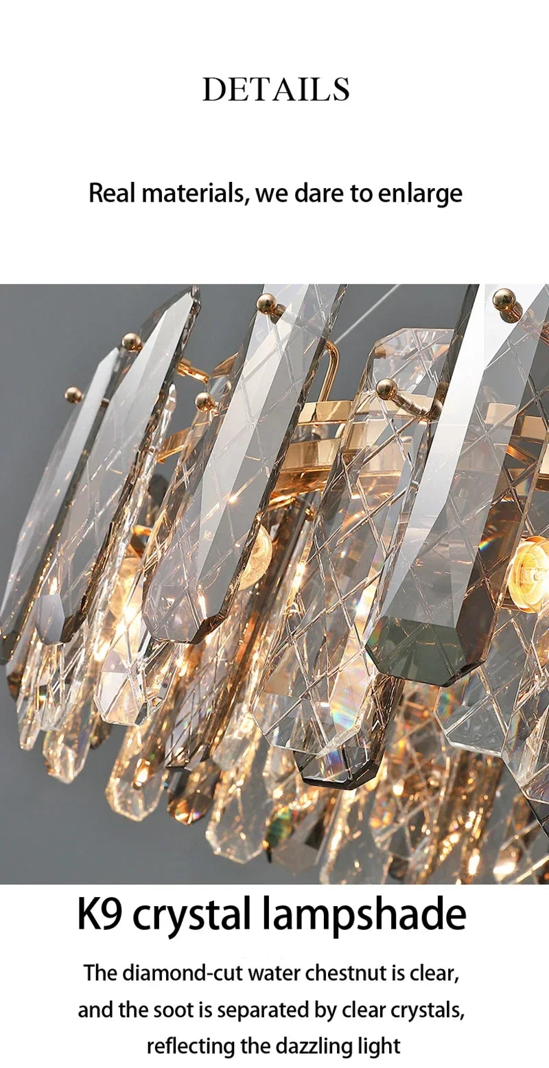 Postmodern Light Luxury LED Crystal Chandelier Atmosphere Dining Room High-end Home Bedroom Kitchen Living Room Pendant Lights