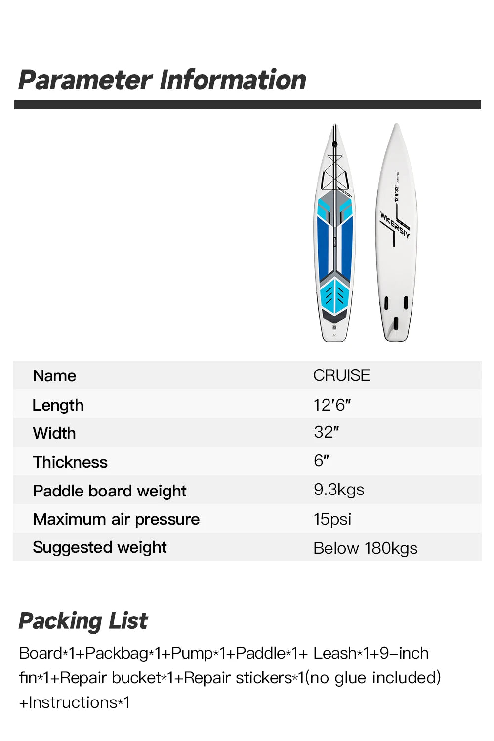 Inflatable Paddleboard Surfing Board 380cm Touring SUP 12'6 Paddle Board Cruising ISUP With Stand Up Paddle Board Accessories