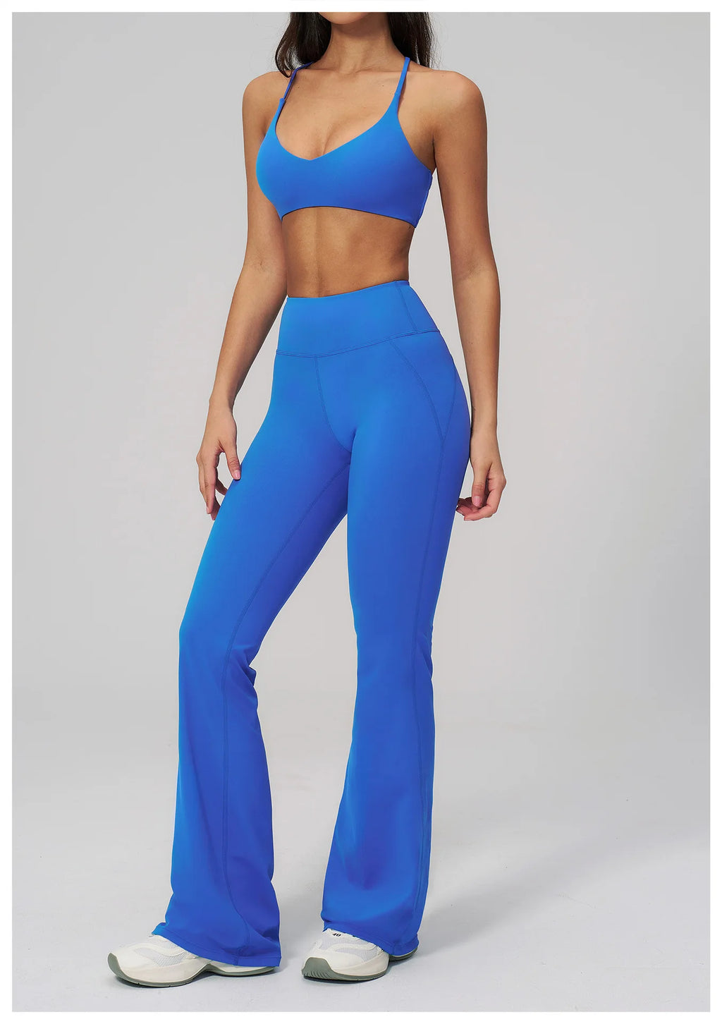 2PCS Flared Pants Yoga Set Women's Tracksuits Gym Fitness Outfits Sports Sets Female Shockproof Sports Bra Yoga Workout Clothes