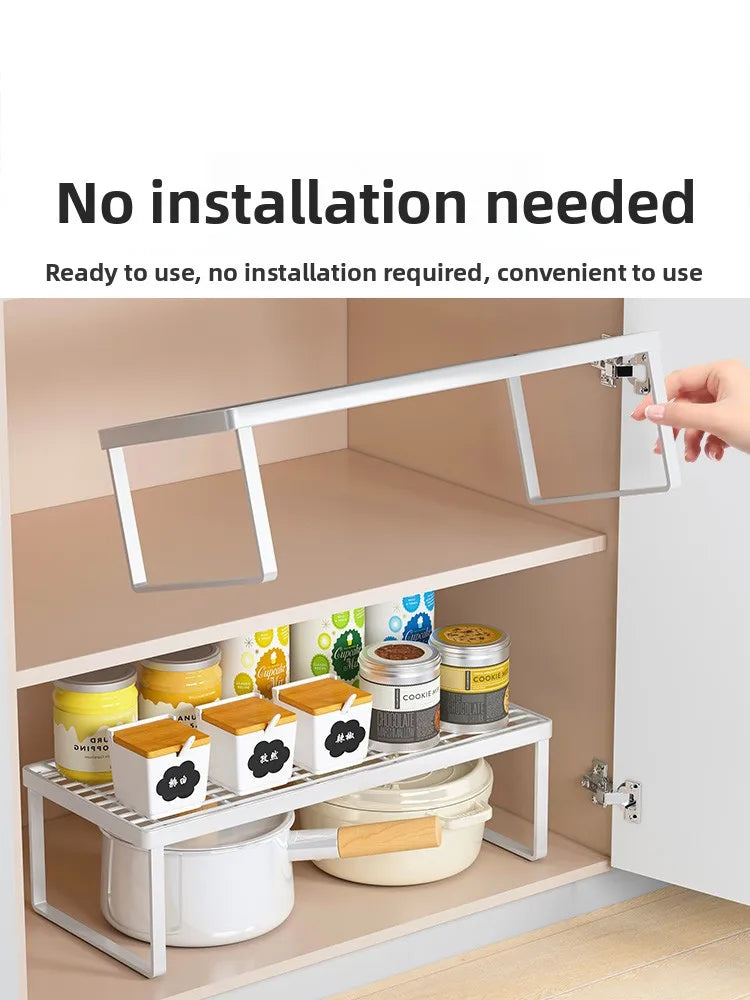 Kitchen Countertop Storage Rack Bowl Plate Pot Organizer Cabinet Internal Layered Shelf Seasoning Tabletop Storage
