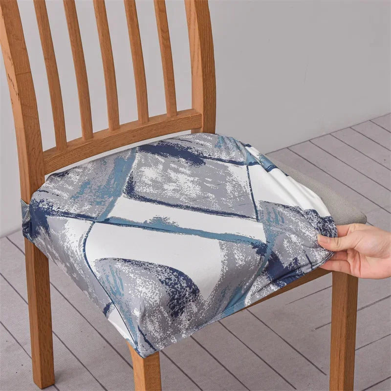 1PC Stretch Dining Chair Cover Printed Chair Seat Covers Removable Upholstered Chair Cushion Covers Home Decor