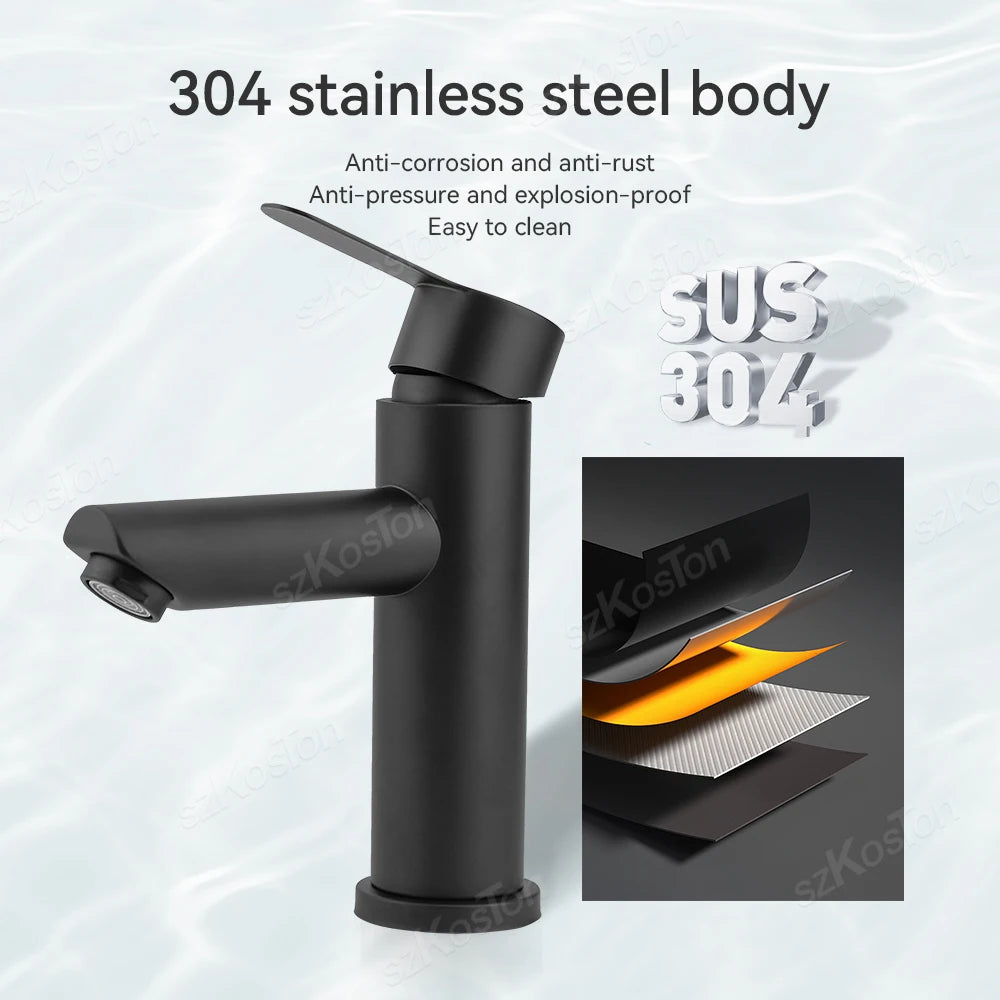 Kitchen Faucet Stainless Steel Hot and Cold Water Tap Washbasin Basin Faucets Bathroom Bathtub Accessories Set Sink Bath Mixer