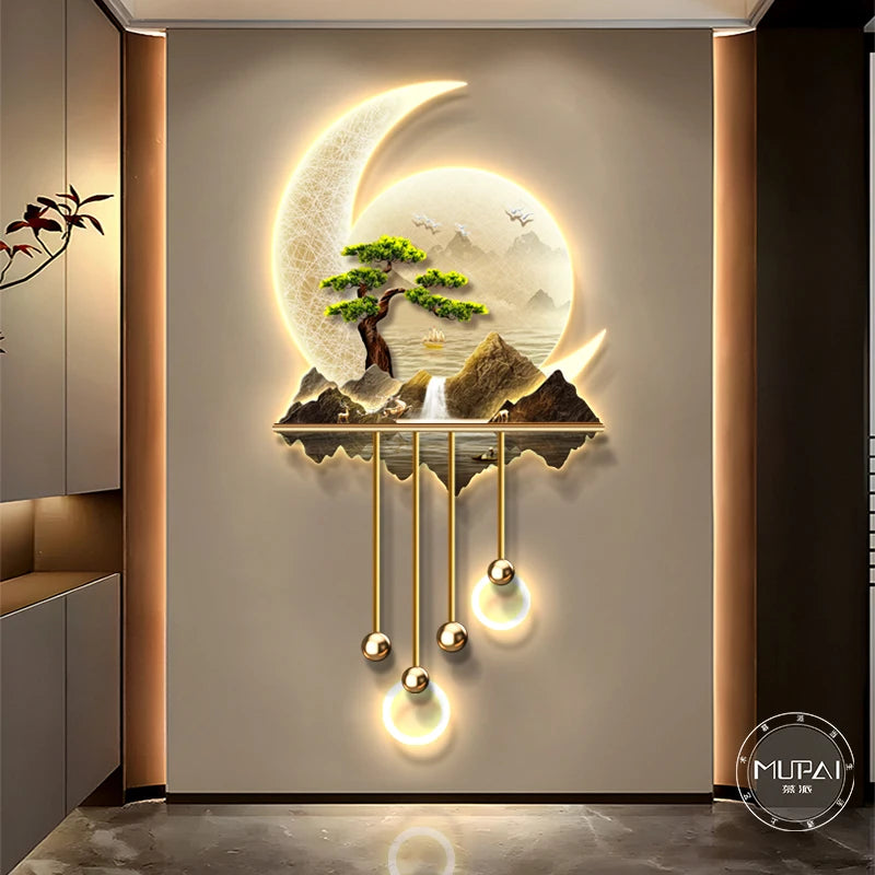 Modern Creative Entrance LED Mural Light For Corridor Living Room Dining Study Hanging Painting Lustre Home Decoration Wall Lamp