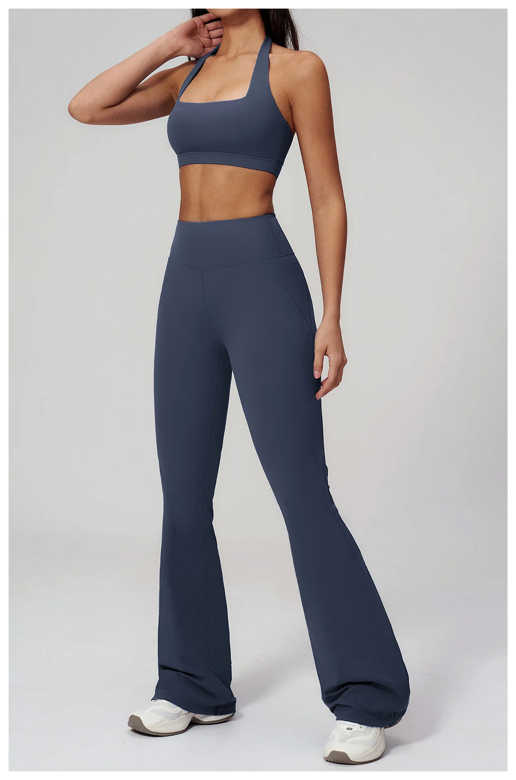 2PCS Flared Pants Yoga Set Women's Tracksuits Gym Fitness Outfits Sports Sets Female Shockproof Sports Bra Yoga Workout Clothes
