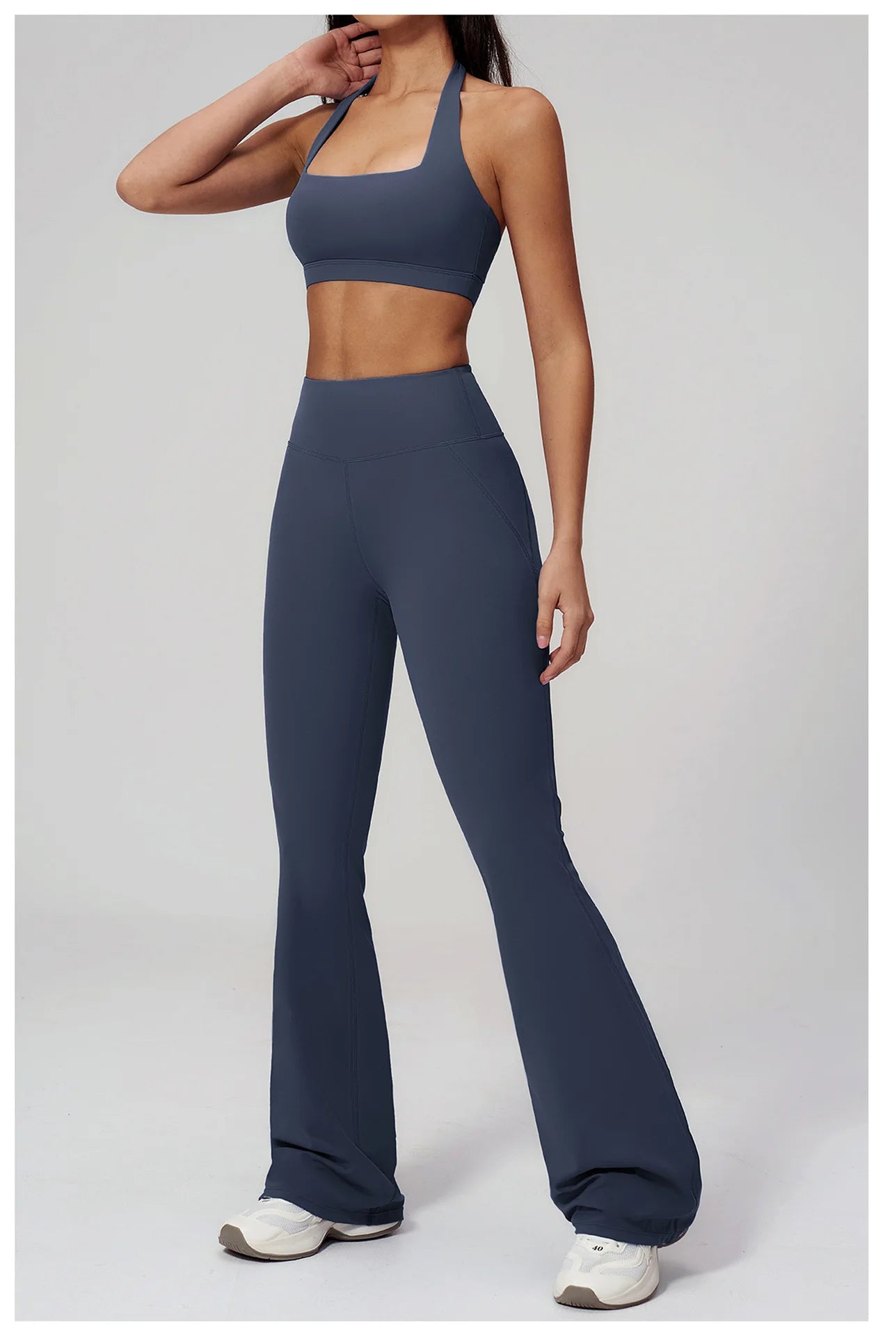 2PCS Flared Pants Yoga Set Women's Tracksuits Gym Fitness Outfits Sports Sets Female Shockproof Sports Bra Yoga Workout Clothes