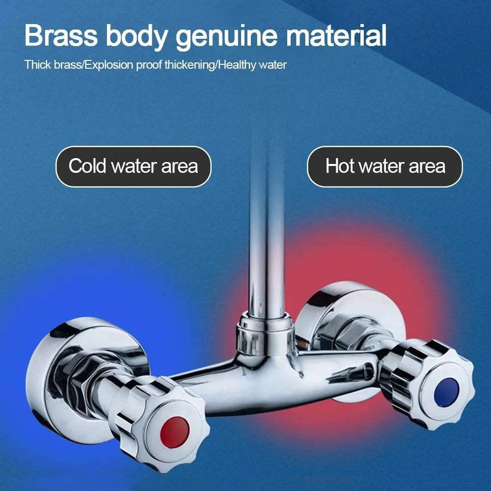 Modern Metal Out Water Inlet Valve Hot and Cold Double Control Double Shower Faucet Valve Wall Mounted Water Tap Mixing Valve