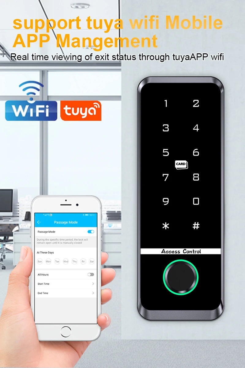 Tuya Smart Door Lock Fingerprint Access Control Home Security Electronic Gate Opener RFID Keypad Biometric Digit Magnetic Reader