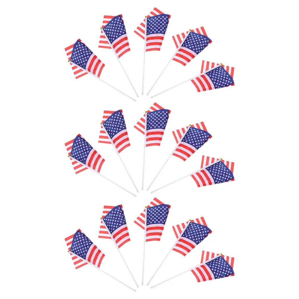 15Pcs Handheld American Flags Vibrant Mini Us Flags for 4Th of July Memorial Veterans Day Patriotic Hand Waving Usa Flag