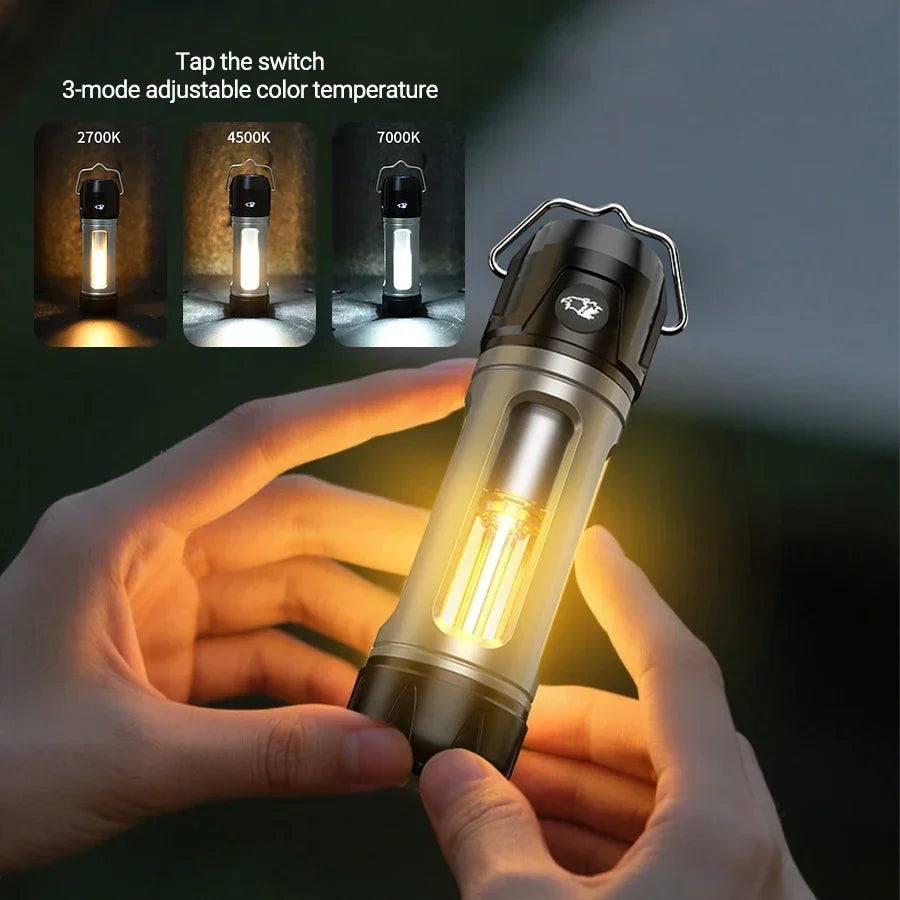 Camping Light Lightweight Handheld Torch  5 Lighting Modes Rechargeable Tent Lamp for Patio Climbing 8 Light Filaments