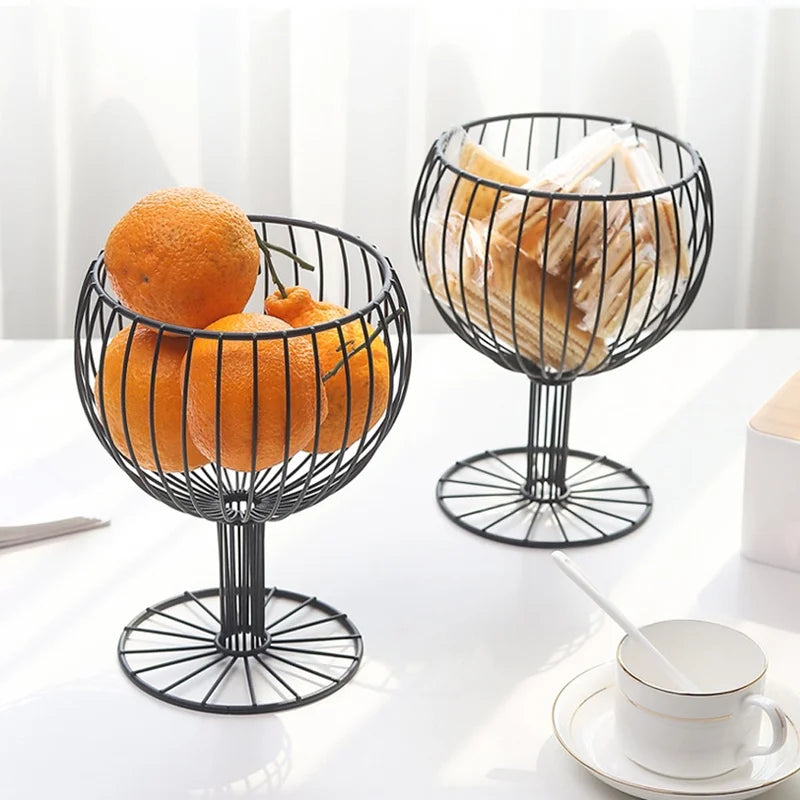 Wine Glass Decor Fruit Basket Wire Basket Snacks Candy Storage Fruit Container Basket Wine Glass Cork Holder