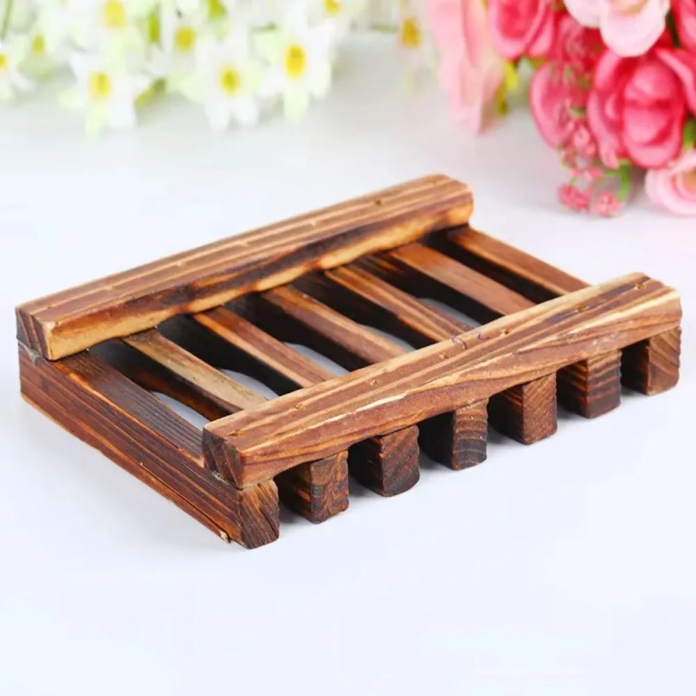 Natural Bamboo Soap Box Dishes Bath Soap Holder Wooden Case Tray Mildew Resistant Drain Bathroom Washroom Accessory