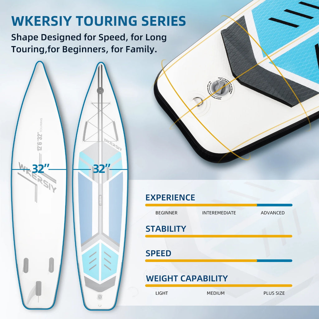 Inflatable Paddleboard Surfing Board 380cm Touring SUP 12'6 Paddle Board Cruising ISUP With Stand Up Paddle Board Accessories