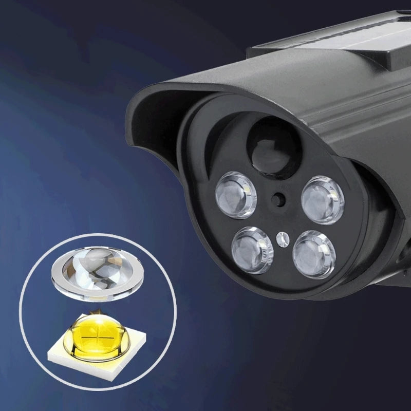 Solar Powered Fake Security Camera Outdoor Dummy Surveillances Device ABS Weatherproof For Home Business Garden Garage