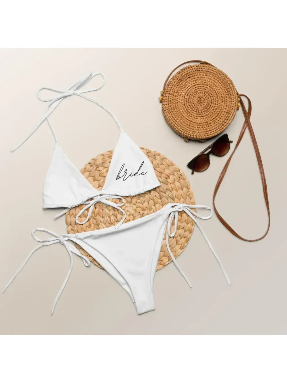 2026 New Y2K Summer American Retro Text Printed Hot Girl Hanging Neck Strap Bikini Street Trend Simple Leisure Beach Vacation