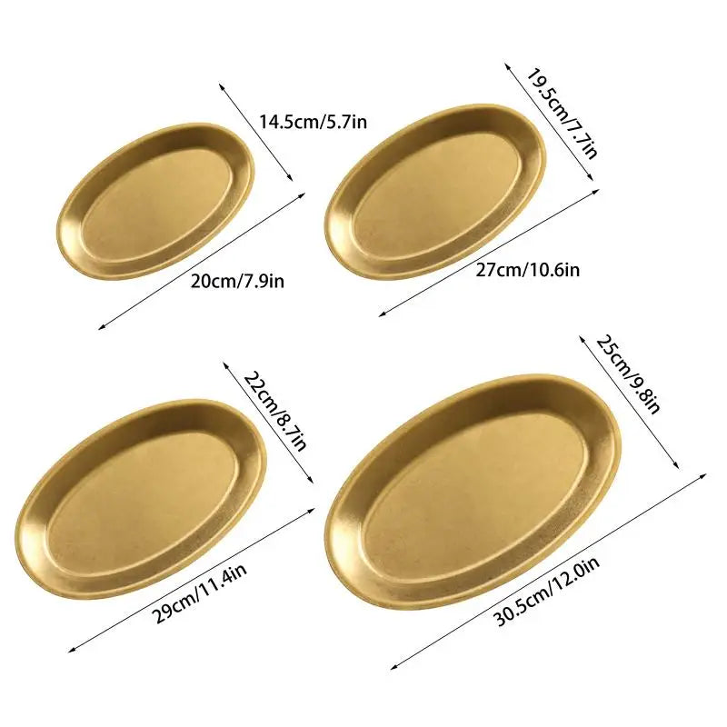 Kitchen small tools, multi size stainless steel plates, lunch containers, snack plates, dumpling plates, platters