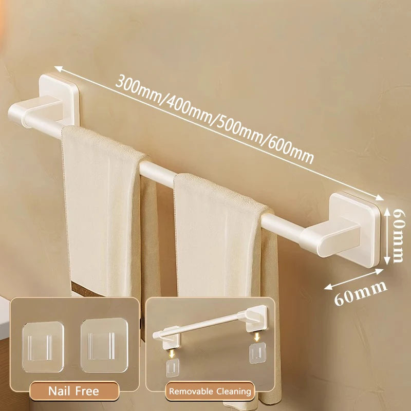 30/40/50/60cm Towel Bar Bathroom Nail-free Towel Rack Grey White Wall Mounted Bath Towel Rack Kitchen Pot Cover Rack Shoe Racks