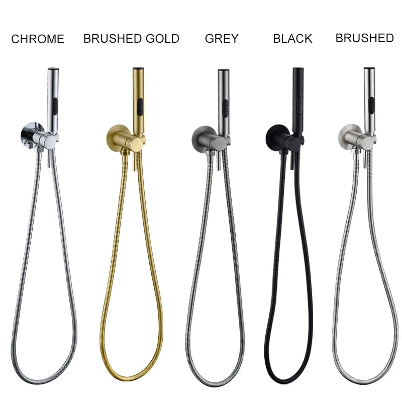 Brass Bidet Faucet 304Stainless Steel Portable Toilet Bidet Sprayer Set Toilet Faucet Hygienic Shower Hot Cold Water Shoer Head