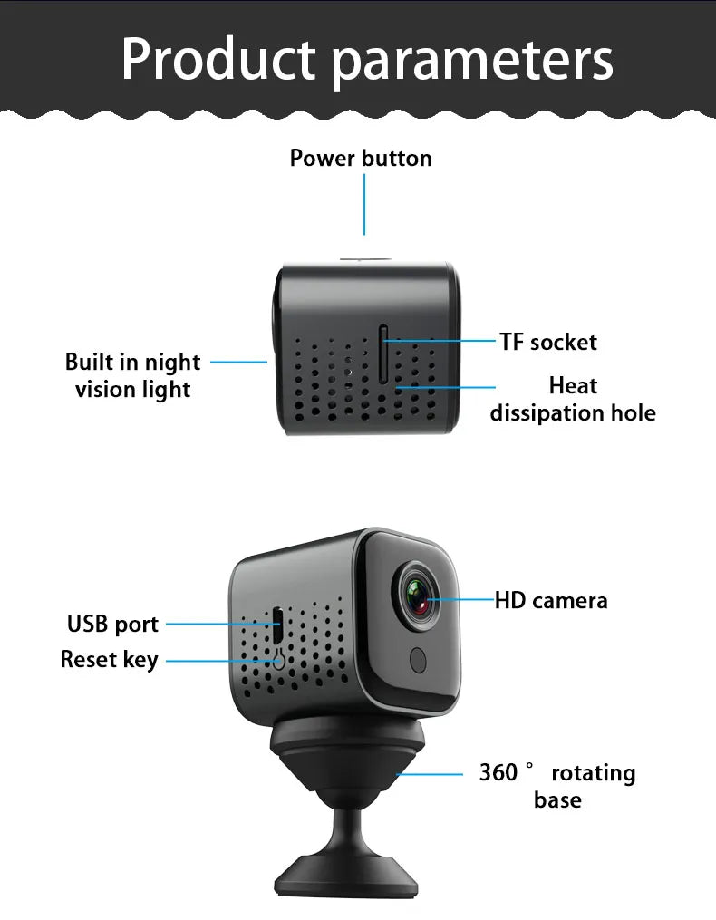 HD Mini Wireless WiFi Infrared Night Camera Home Indoor Wireless Remote Monitoring Camera Remote Network Portable Security Camer