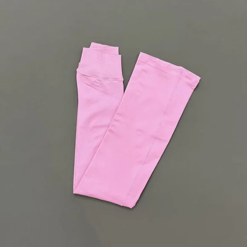Women V Cross Waist Flare Leggings Seamless Butt Lifting Bell Bottom Yoga Pants Gym Push Up Workout Fitness Flared Leggings