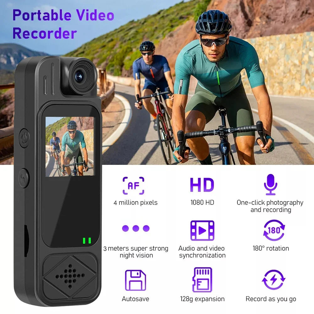 HD 4K Body Camera Mini Body Cam Audio and Video Recording 128GB Wearble Portable Camera Work Guard Travel Vlog