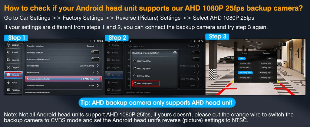 1080P AHD Rear Camera for Vehicle with CVBS Night Vision 12V IP68 Waterproof 170 Degree Fish-eye Lens HD Resistant