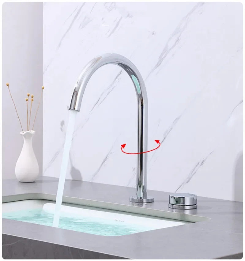 Basin faucet Bathroom two holes Widespread Brushed Gold bathroom sink tap 360 rotating widespread Black basin Tap