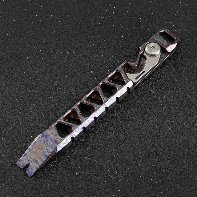 EDC Titanium Alloy Crowbar Portable Bottle Opener Safety Belt Cutter Outdoor Camping Gear Multifunction Tools