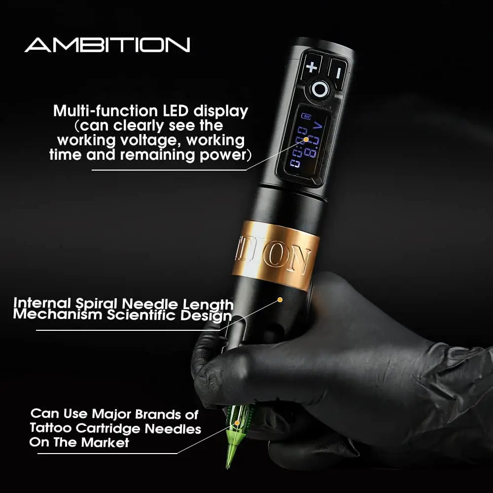 Ambition New Soldier Rotaty Battery Pen Wireless Tattoo Machine Portable Power Pack 2400mAh LED Digital Display For Body Art
