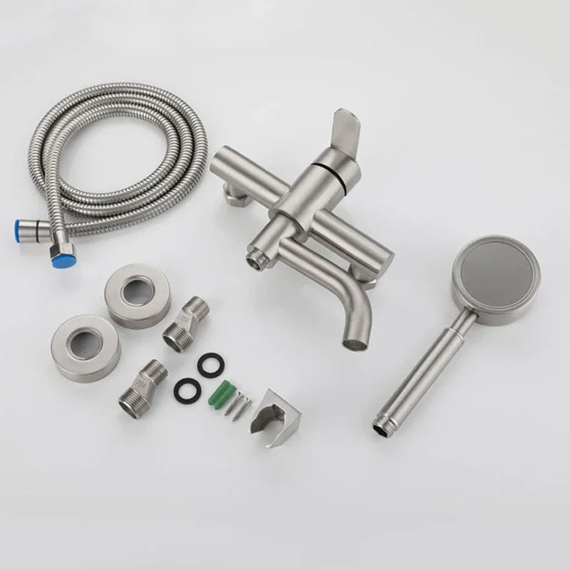 Stainless Steel Bathtub Shower Mixer Tap Wall Mounted Faucet with Ceramic Valve Core Triple Hot Cold Bathroom Fixture