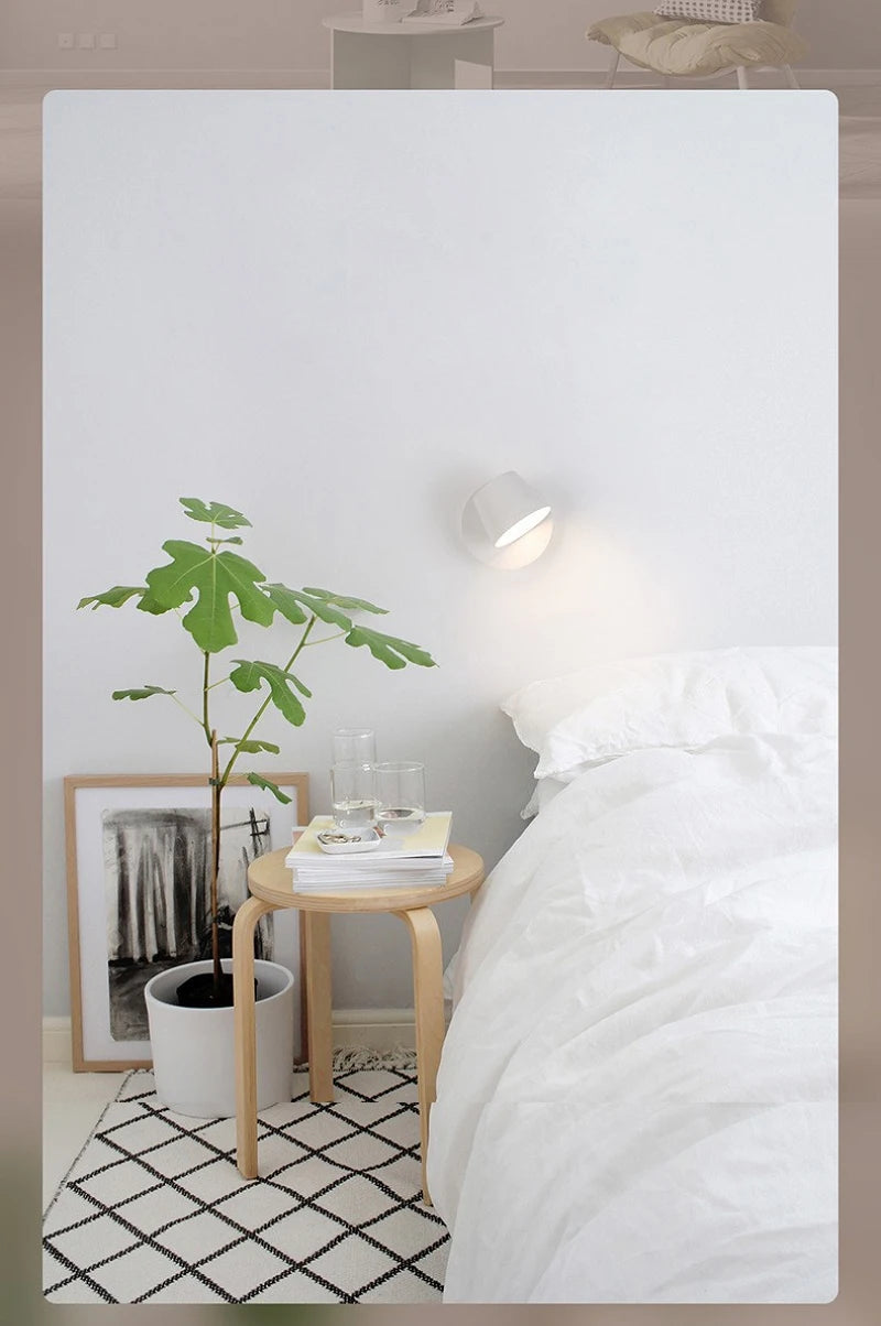 Nordic LED Wall Lamp With Switch 350 Degrees Rotatable Bedroom Bedside Corridor Reading Light Aisle Hotel Sconce Indoor Light
