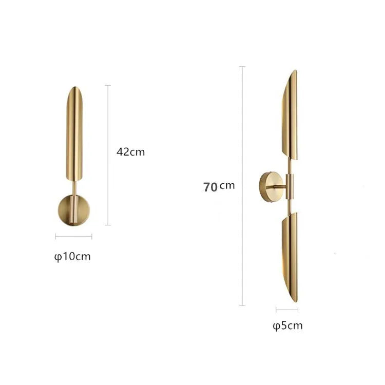 moderm luxury single double head wall lamp golden lnclined tube wall light Mirror light stair living room bedroom deco luminaire