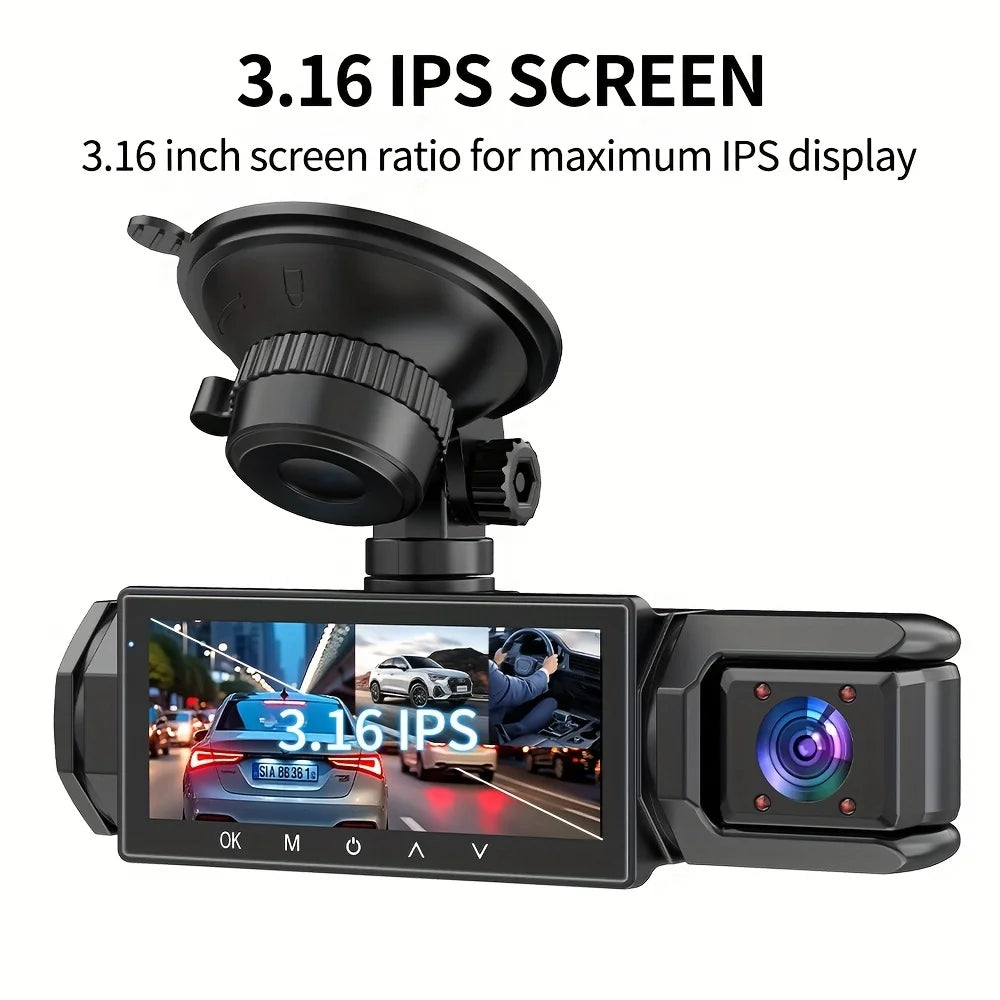 3 Cameraes Dash Cam 1080P Front and rear view camera Night Vision Parking Monit Car DVR 3way Car Video Recorder With Gift