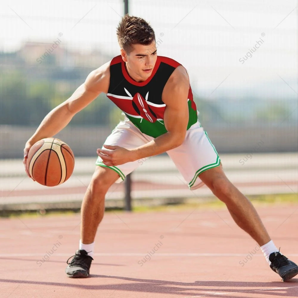Kenya Flag Men Basketball Sports Running Fitness Multifunction Sleeveless tshirt Exclusive Custom Name Nunber