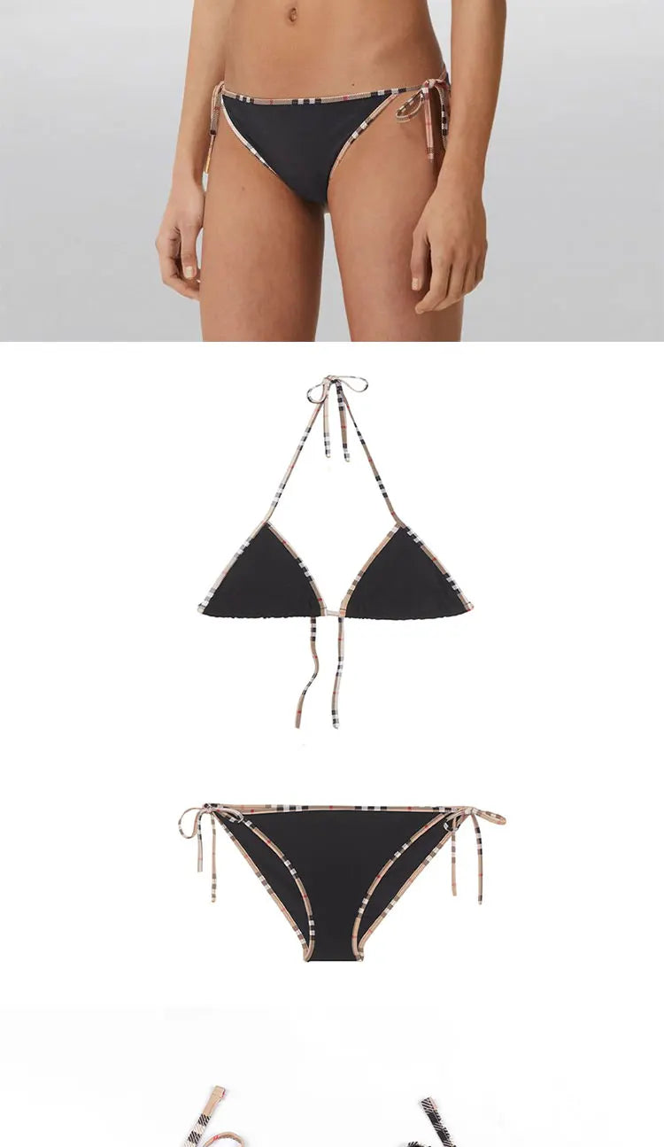 Check Bikini Sets Luxury Designer Brand Classic Print Swimsuit Two-piece Fashion Sexy Beach Swimwear 2024 Summer Women Clothing