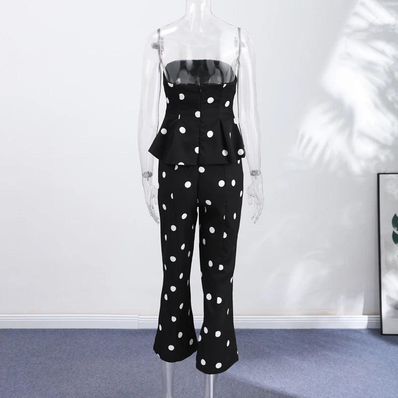 Elegant Polka Dot Women's Jumpsuit Sleeveless Waist-closed Backless Tube Top Lady Long Romper 2026 Summer Fashion Female Rompers