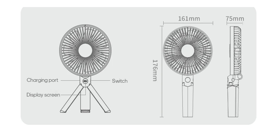 New Portable Folding Handheld Fan 3000mAh Desktop Rechargeable Fan Angle Adjustable for Home Outdoor Travel Camping