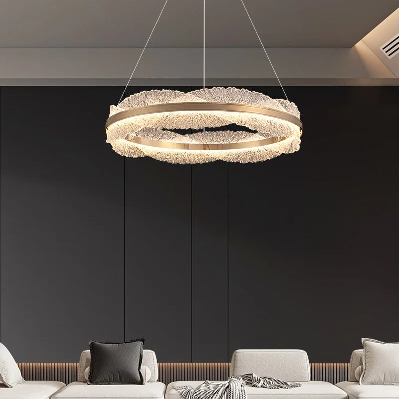 Modern Light Luxury Living Room Chandelier Round Led Hall Light Designer Creative Model Room Bedroom Dining Room Lighting