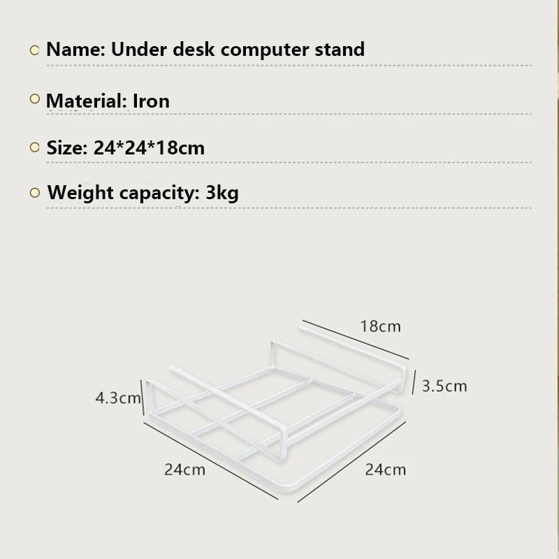 Laptop Stand for Notebook Pad Tablet Book, Dormitory Desktop Organizer Student Hanging Basket Under Desk Iron Layered Shelf