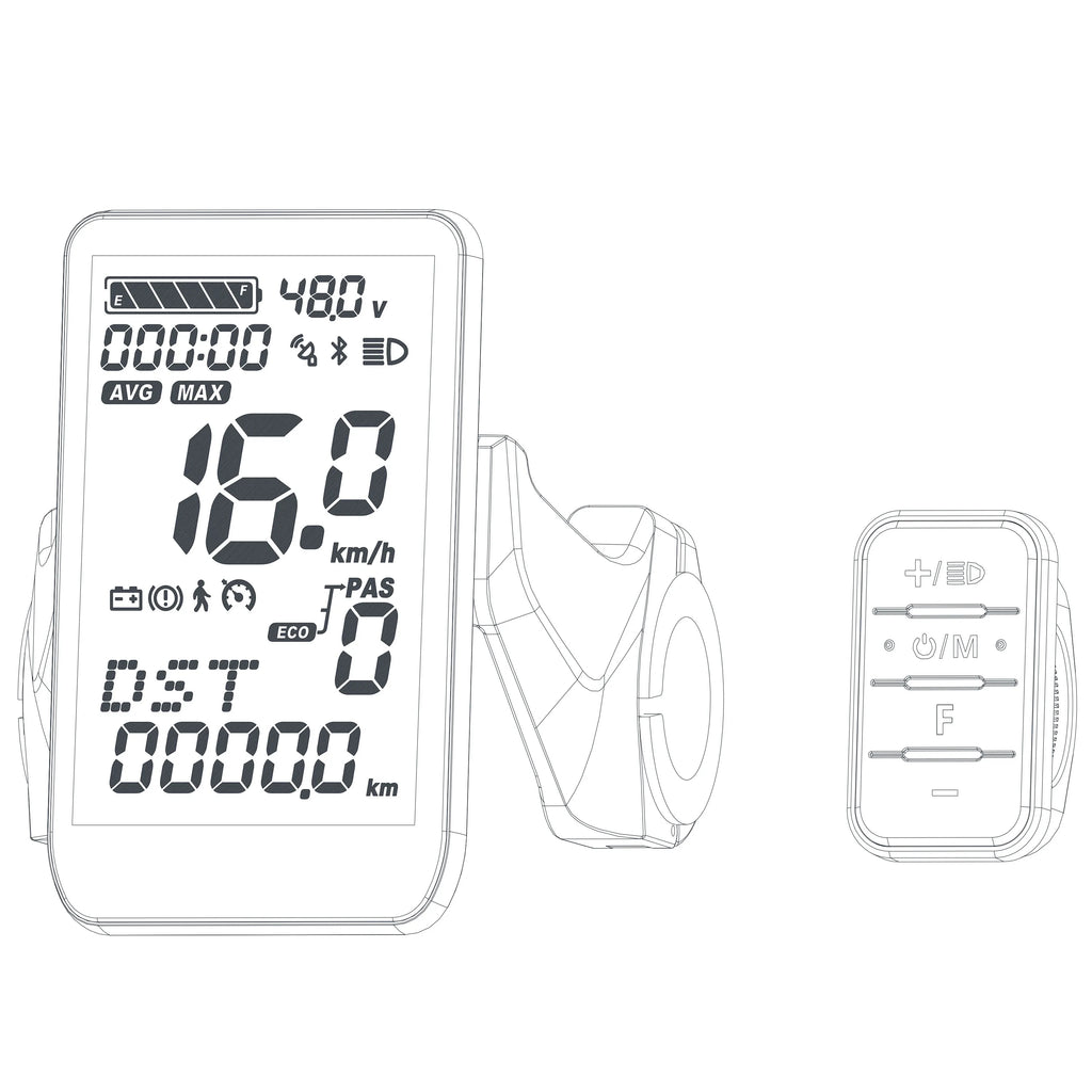 E-Scooter Brushless Motor Controller 9 MOSFET 24V 36V 48V 350W 500W 25A-30A With UART No.2 LCD Display, PAS,Throttle for E-Bike
