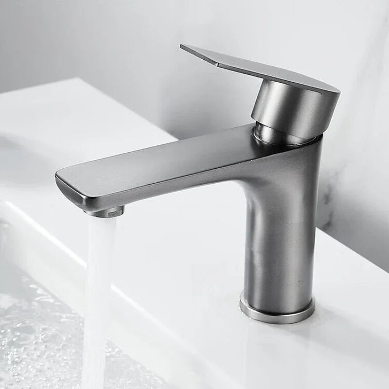 ZEXEF 304 Stainless Steel Bathroom Faucet and Shower Combined Wash Basin Mixer Tap Only Hot Cold Single Deck Mounted Lavatory