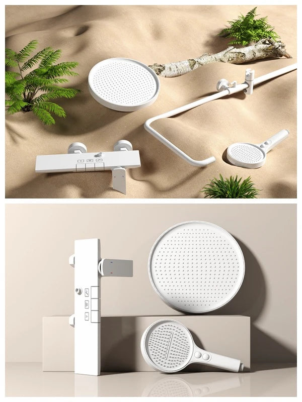 Rose Gold Piano Bathroom Shower System Solid Brass Bathroom Faucet Accessories Rain Shower Head Hot Cold Piano Shower Set